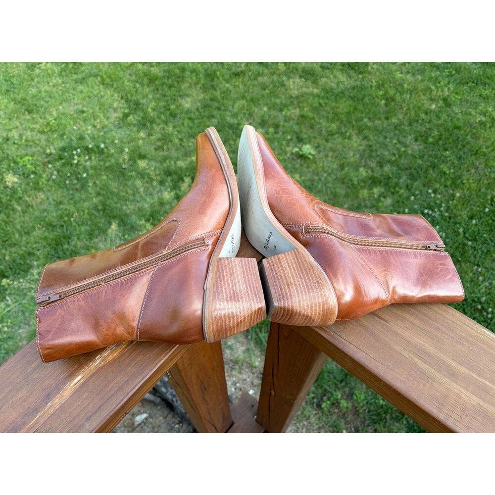 $215 Matisse Ezra Boot Leather Ankle Square Toe Cognac Brown Tan Size 9.5 - Picture 3 of 7